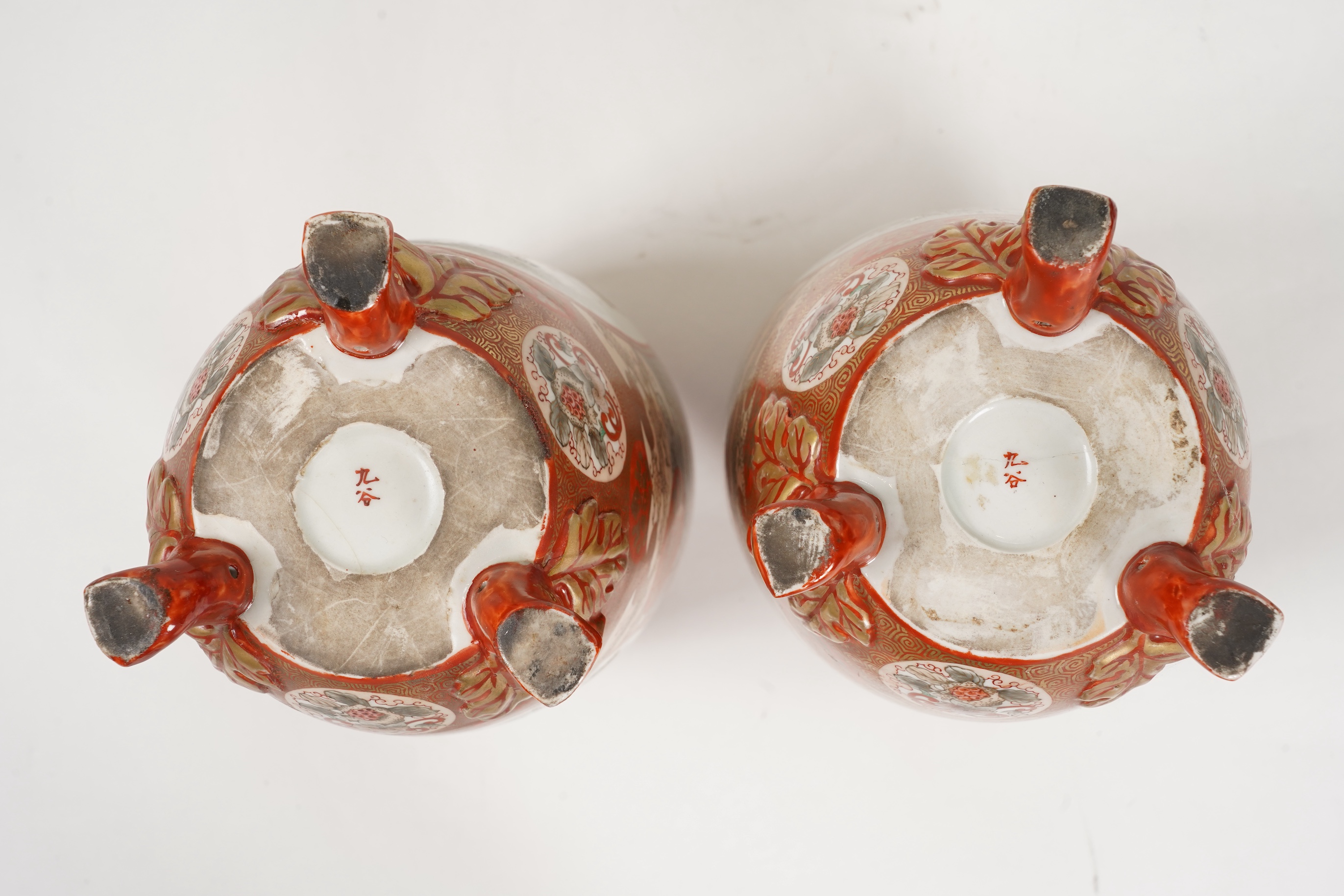 A pair of Japanese Kutani vases, Meiji period